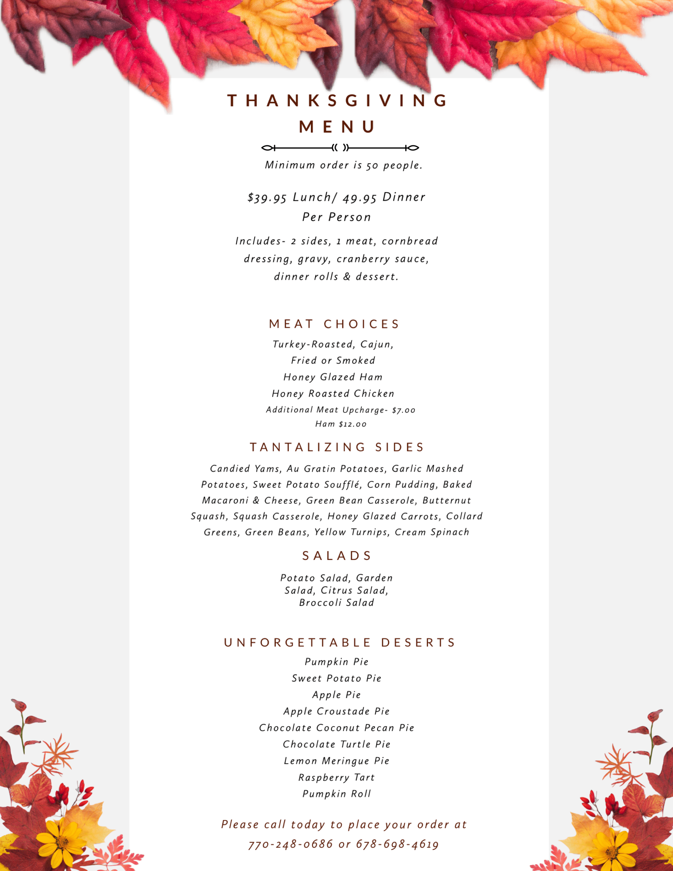 Thanksgiving Menu